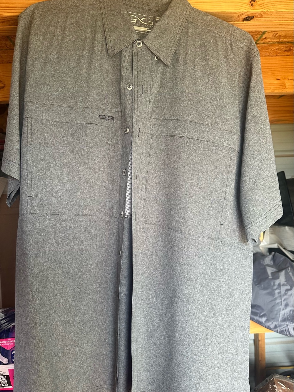 G & G GameGuard outdoor. Size XL. Men's Short-Sleeve Gray Button-Up Shirt